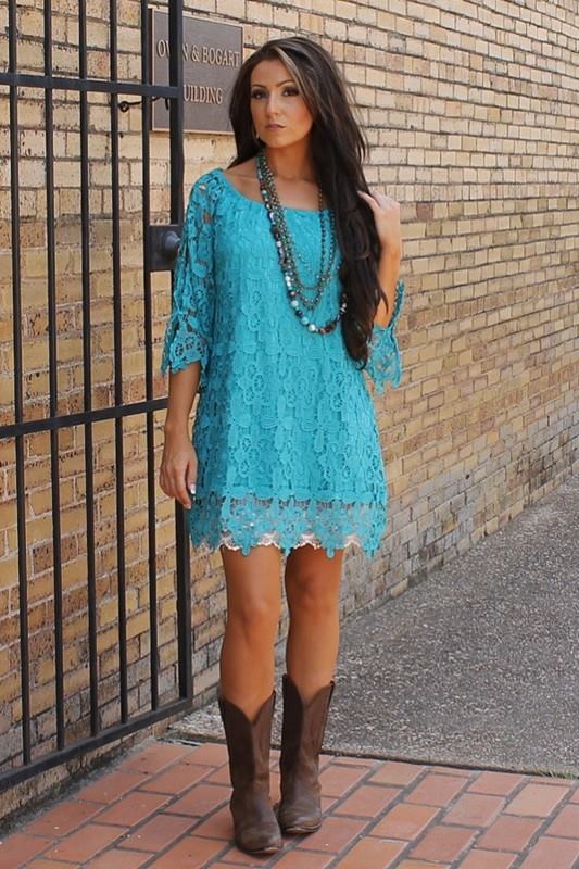 Teal Lace Dress