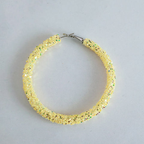 Yellow AB Glitter Hoop Earrings