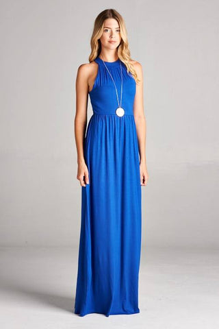 BRIGHT BLUE Maxi Halter Dress