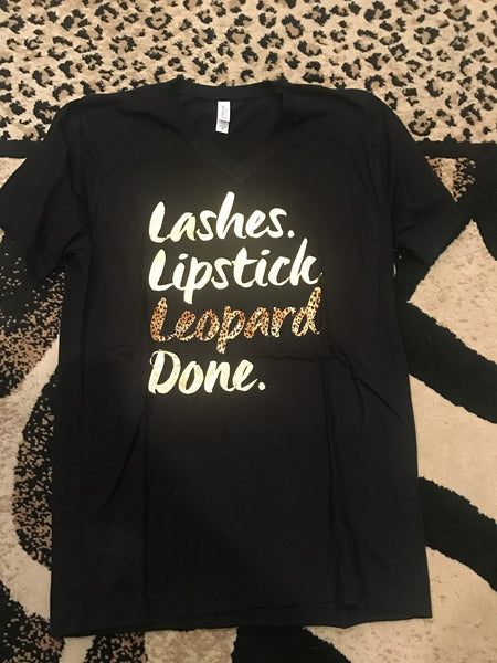 Lashes, Leopard Lipstick Done Foil Tee