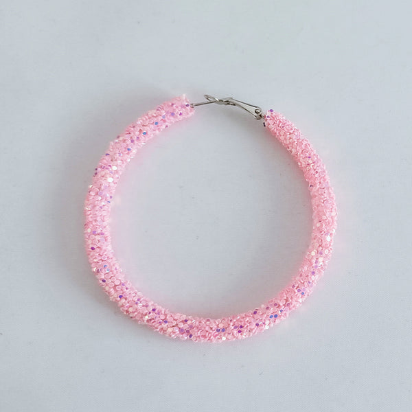Light Pink AB Glitter Hoop Earrings