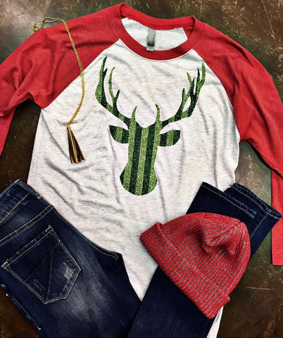 Glitter Deer Raglan