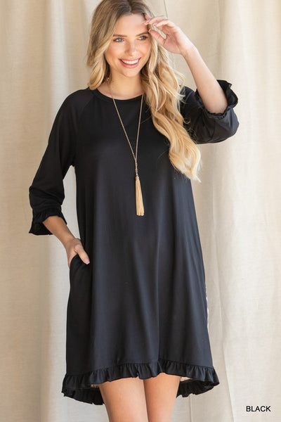 Black Leopard Ruffle Dress