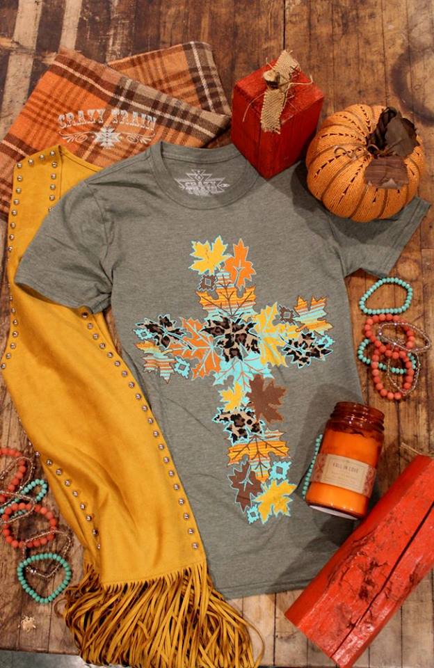 Fall Leaf Cross Tee