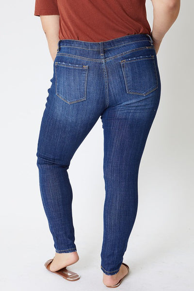 K7085 Mid Rise Skinny Medium Dark Wash Jean