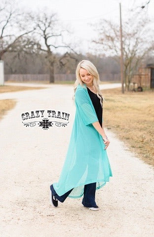 Short Round Duster- Turquoise