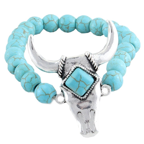 Cow Skull Bead Bracelet