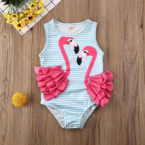 Girls Flamingo Swim Suit
