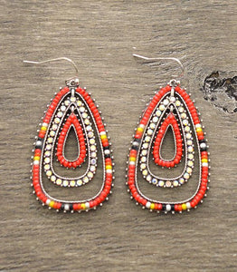 Orange Beaded Tiered Earrings