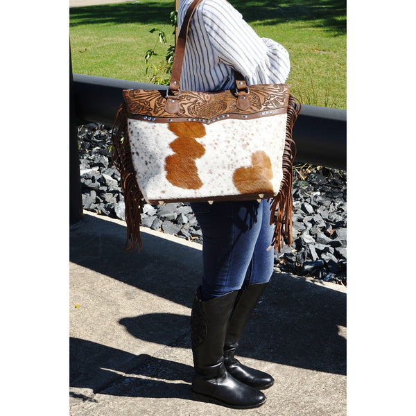 Cowhide Bag Hand bag with fringe