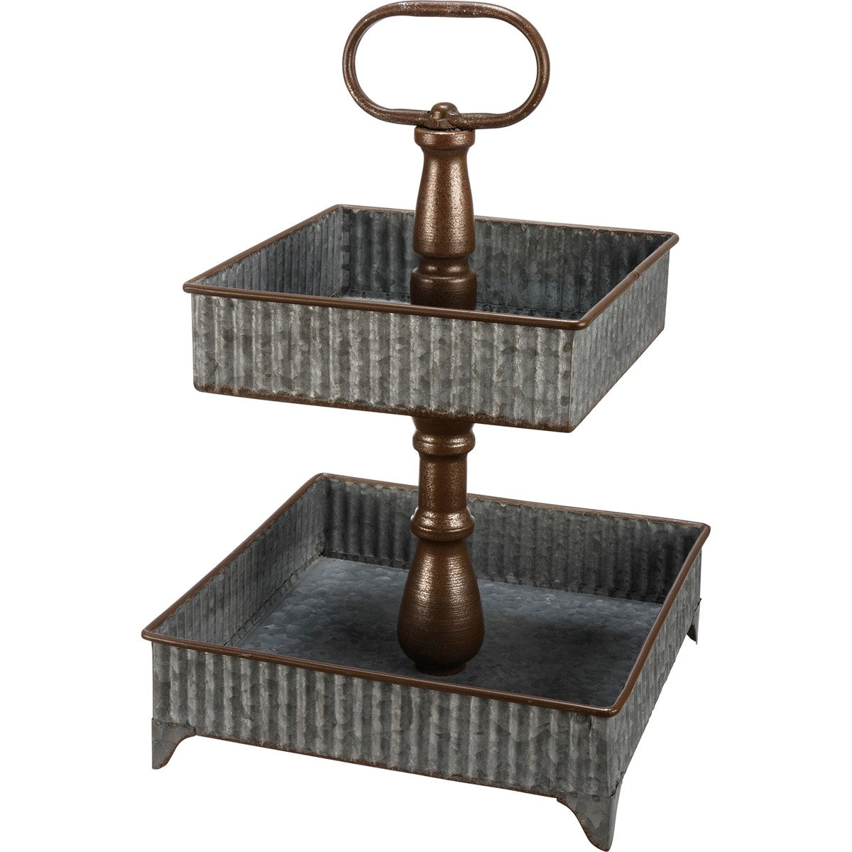 Tray - Two Tier Ribbed Square