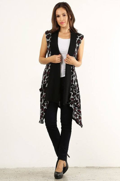 Leopard Ruffle Cardi Vest