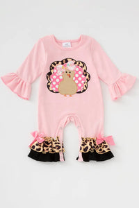 Pink Leopard Turkey Romper