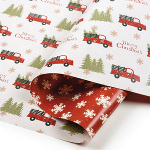 Double Sided Christmas Truck Gift Wrap