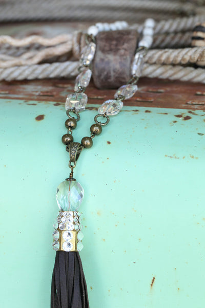 Long Layered Black Tassel Necklace
