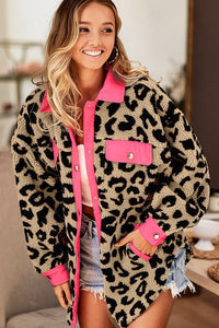 Faux Fur Leopard Pink Placket