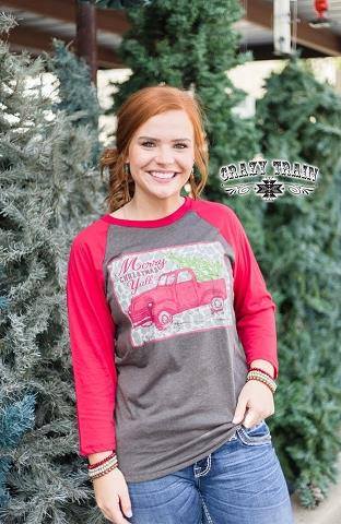 Merry Christmas Truck Raglan