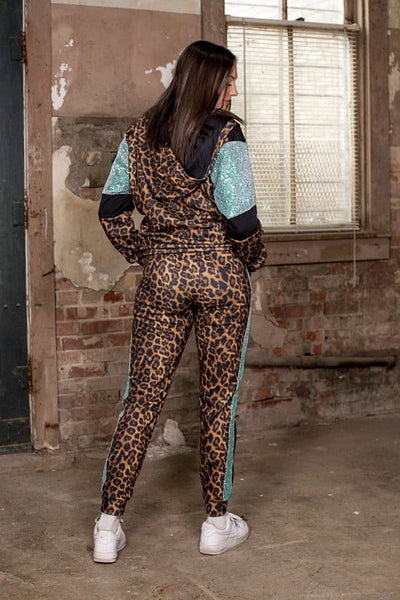 Sequin Leopard Wind Suit PANTS
