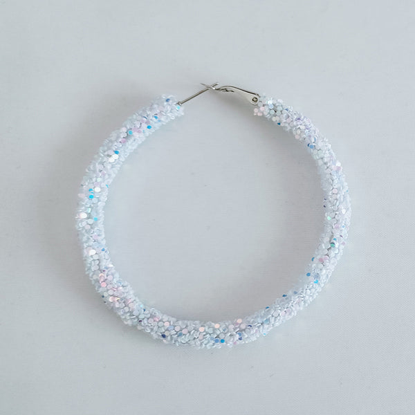 White AB Glitter Hoop Earrings