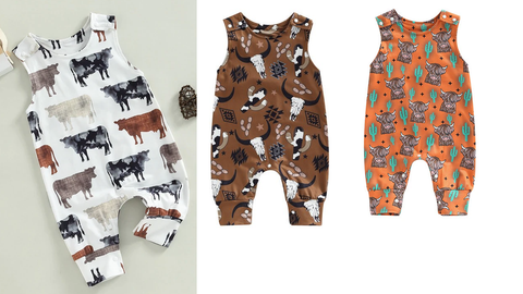 Western Infant Sleeveless Rompers