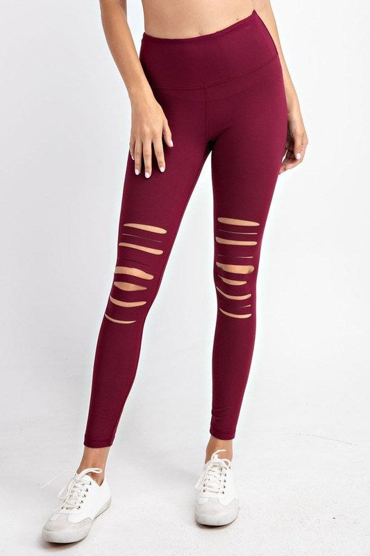 Burgundy Split Leggings