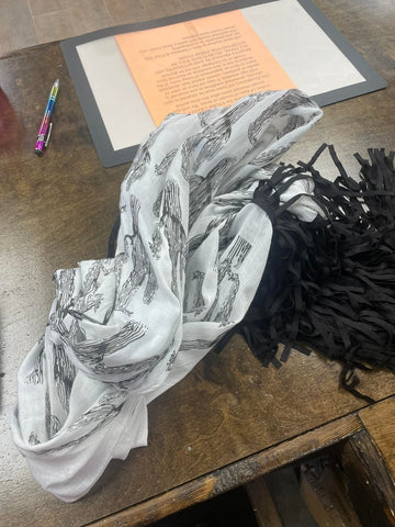 White Cactus Scarf With Fringe