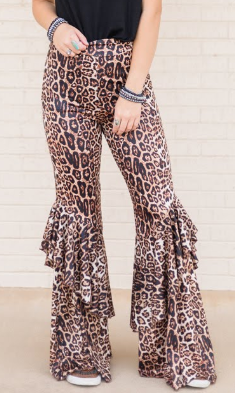 Leopard Retro Ruffle Flares