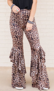 Leopard Retro Ruffle Flares