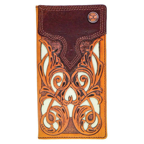 "TOP NOTCH" RODEO HOOEY WALLET TAN/ BROWN W/IVORY LEATHER