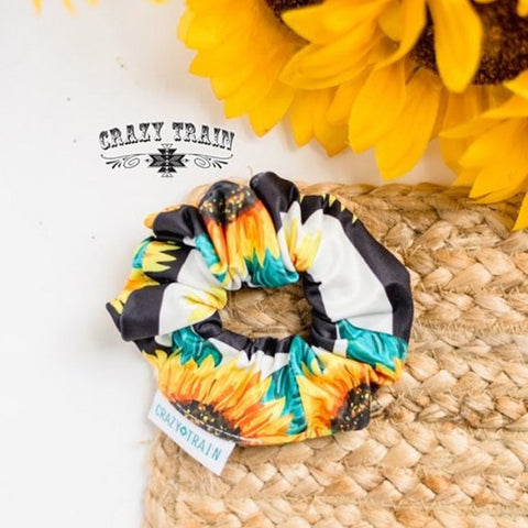 Stripe Sunflower Scrunchie