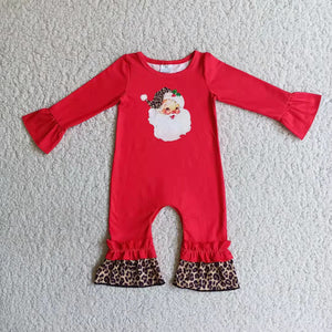 Red Leopard Santa Romper