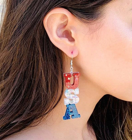 Acrylic USA Earrings