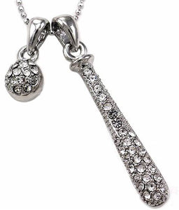 Ball & Bat Rhinestone Necklace