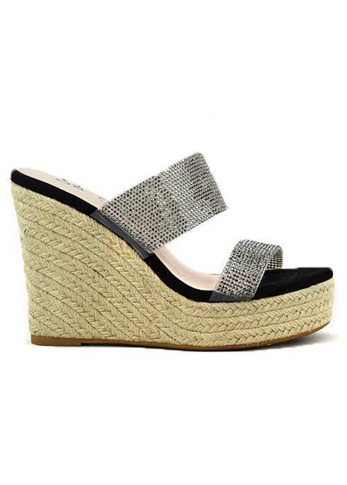 Black Rhinestone Dam Wedge