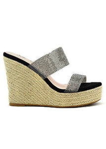 Black Rhinestone Dam Wedge