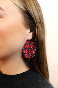 Red/Black Sparkle Buffalo Plaid Earrings