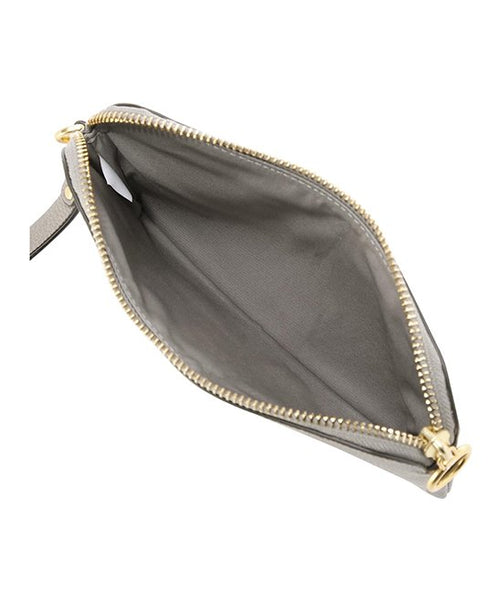 Gray Heron Pebbled Perry Bombe Leather Wristlet