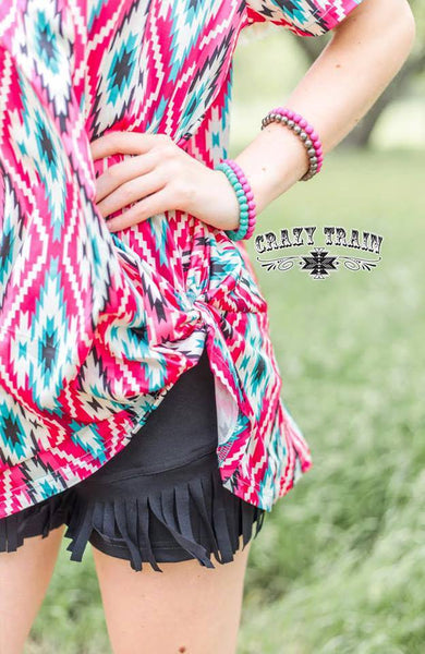 Pink/Teal Azteca Knotty