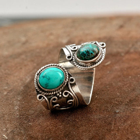 Antique Silver Plated Turquoise Ring