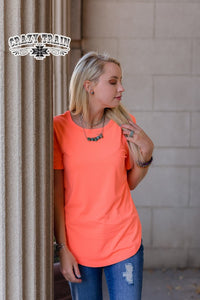 Neon Coral Solid Choice Top