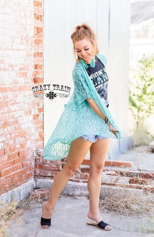 Albuquerque Turq Aztec Lace Kimono