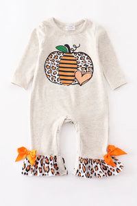 Leopard Pumpkin Ruffle Baby Romper