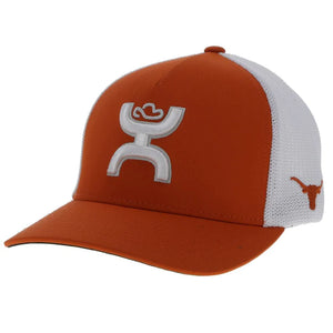 "UNIVERSITY OF TEXAS" FLEXFIT HAT ORANGE/WHITE W/WHITE & GREY HOOEY LOGO HAT