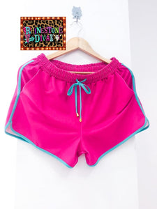 Pink/Teal Drawstring Shorts