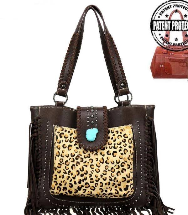 Leopard Hair On Hide Fringe Purse