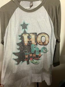 Ho Ho Ho Leopard Tree Raglan