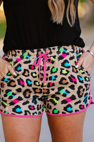 Splash Of Color Leopard Shorts