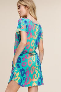 Mint Rainbow Leopard Dress