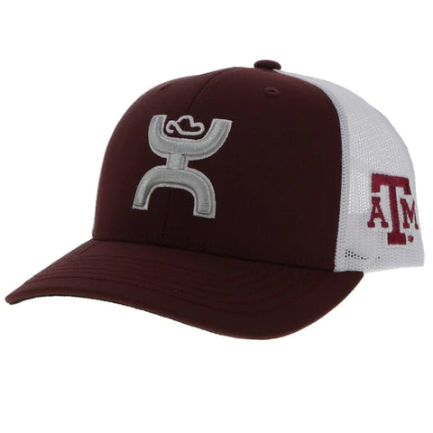 TEXAS A&M HAT MAROON/WHITE W/GREY & WHITE HOOEY LOGO