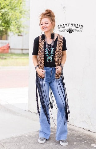 Fringe Benefits leopard vest